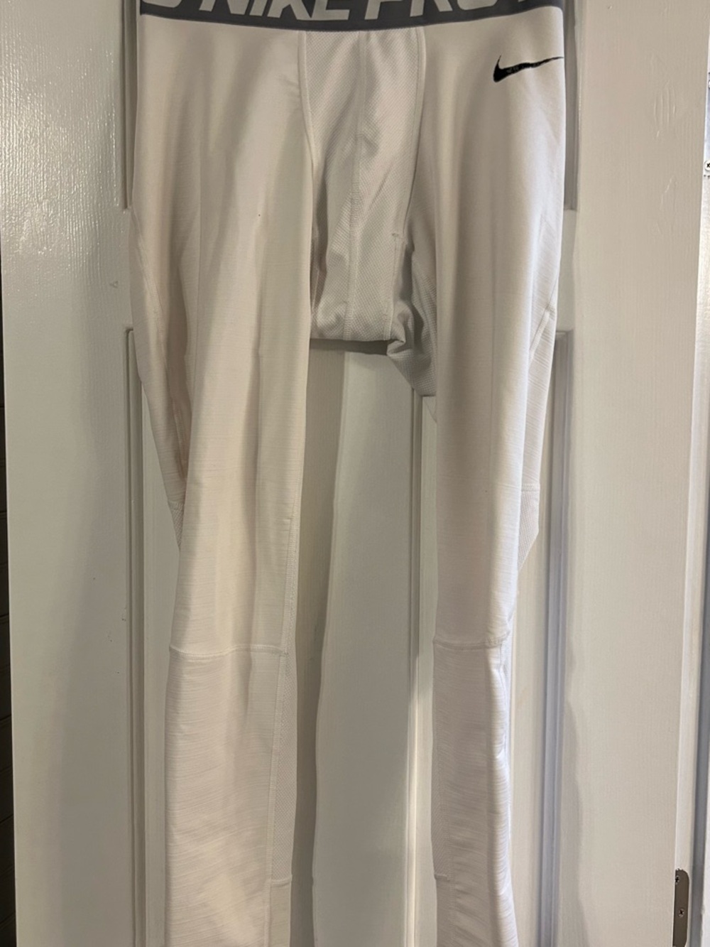 Nike White Compression Leggings with Black Swoosh